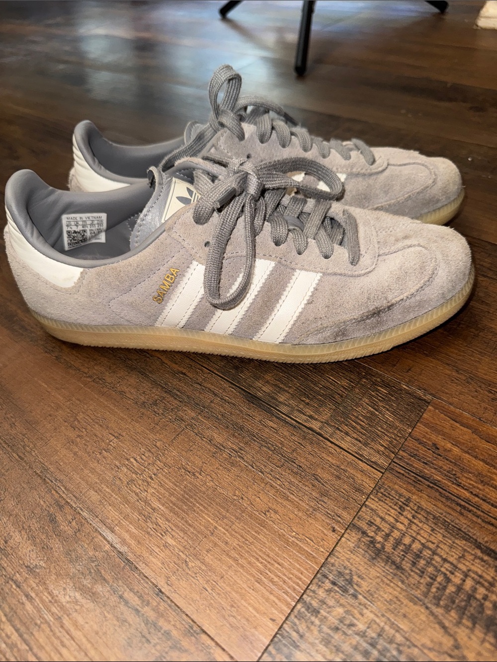 adidas Samba Suede Sneakers in Light Gray and White